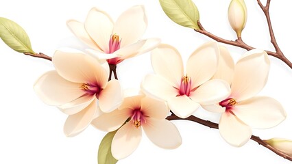 Elegant Magnolia Blossoms with Creamy White Petals