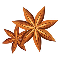 Star anise and cinnamon vector art illustration