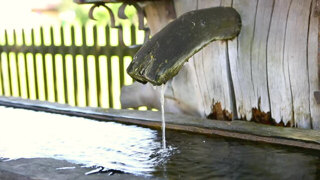 Closeup of a typical Bavarian fountain, high definition clip
