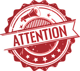 Bold red attention badge with a megaphone symbol.