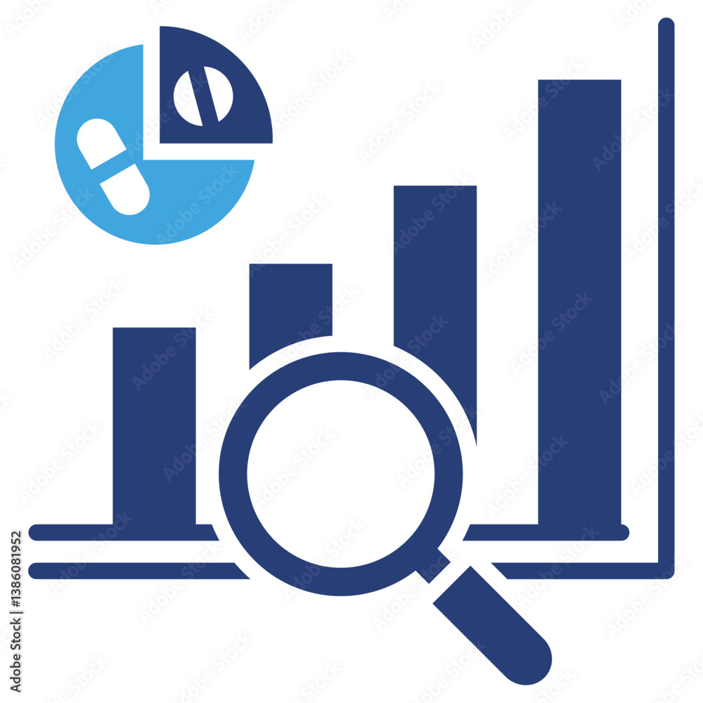 Poster Statistical Analysis Two Color Icon