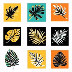 Seamless hand drawn tropical leaves pattern. Floral foliage, palm tree branch. Jungle exotic leaves background stock illustration
