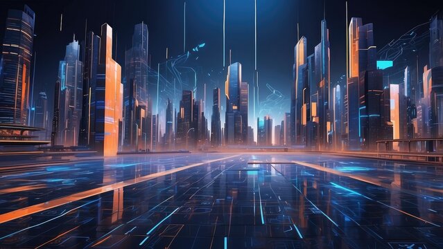 A digital illustration depicting a smart banking ecosystem.