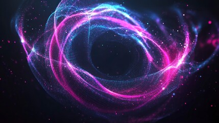 Abstract Flowing Light Waves with Sparkling Particles on a Dark Background