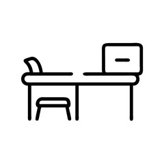 Fototapeta premium Minimalist desk and chair illustration in black and white 