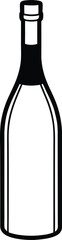 Outline Elegant Black and White Glass Bottle on Transparent Background