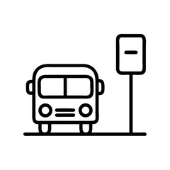 Icon of a school bus at a bus stop  