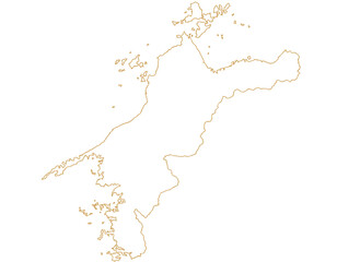 愛媛県　地図　白　イラスト