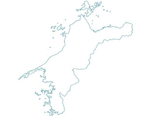 愛媛県　地図　白　イラスト