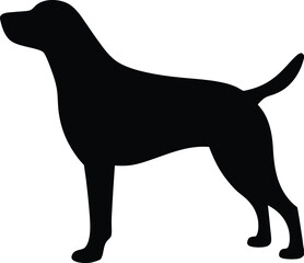 Black and white vector illustration of a dog in a wild animal silhouette style