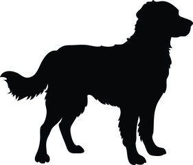Black and white vector illustration of a dog in a wild animal silhouette style