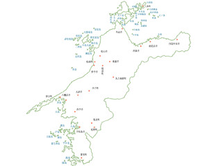 愛媛県　地図　白　斑点　イラスト