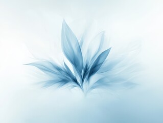 Obraz premium Serene blue abstract background with delicate leaves, natureinspired design for tranquil aesthetics