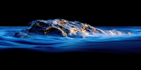 A dark blue ocean with a few waves