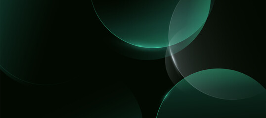 Minimal green and black abstract geometric circle on dark background vector