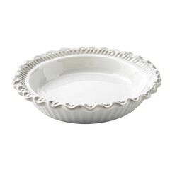 A Sleek Ceramic Pie Dish with Polished Edges and Scall Designs Isolated on Transparent Background