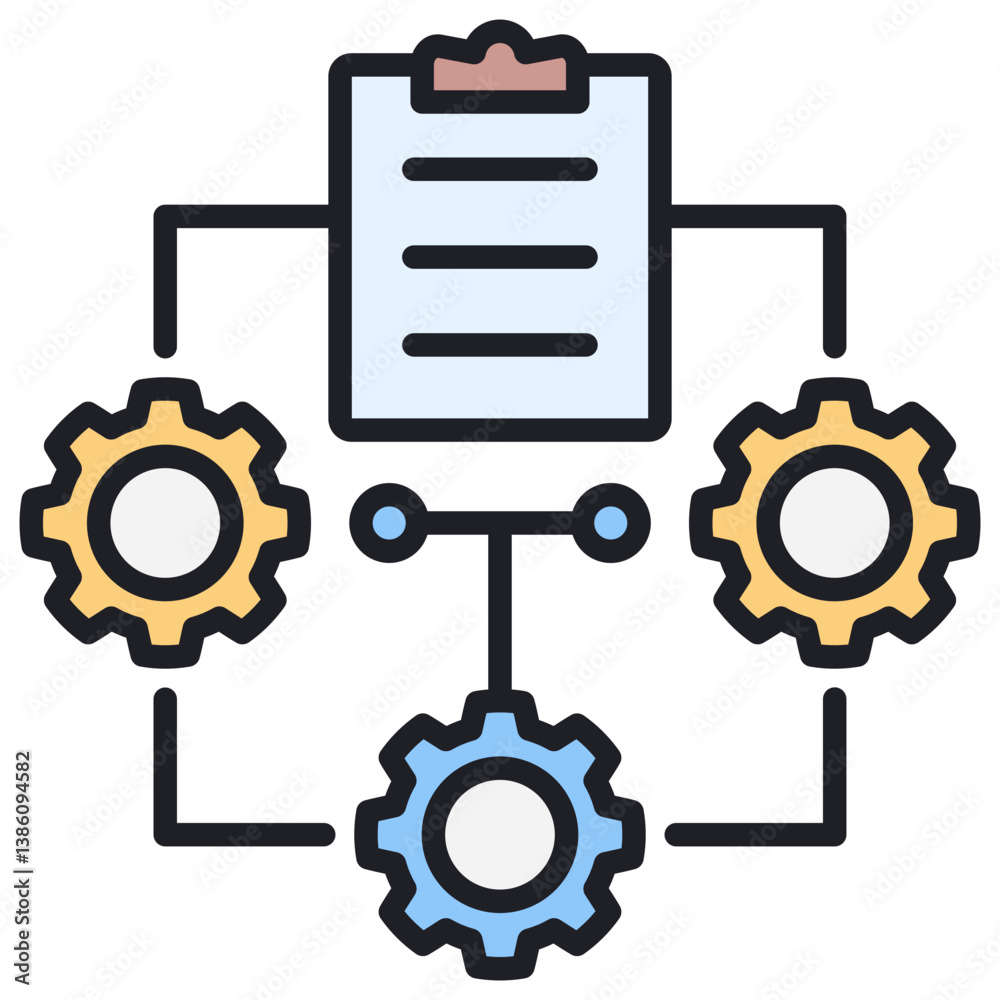 Poster document management lineal color icon