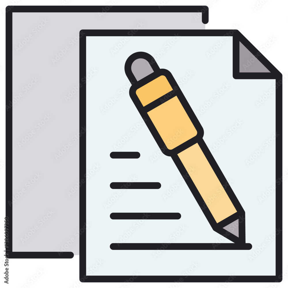 Poster edit document lineal color icon