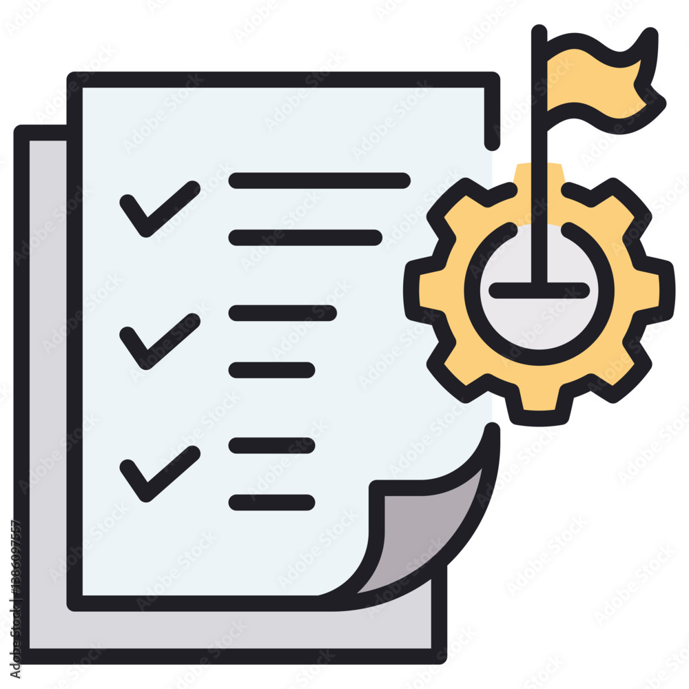 Poster goal setting lineal color icon