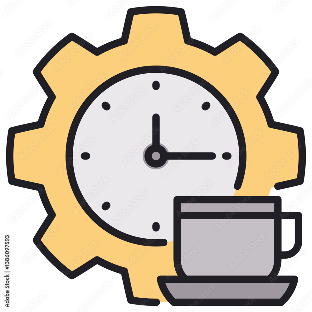 Poster break time lineal color icon