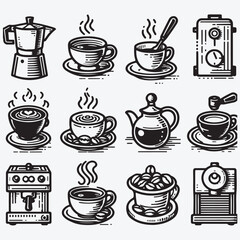 Coffee icon sets stock illustration