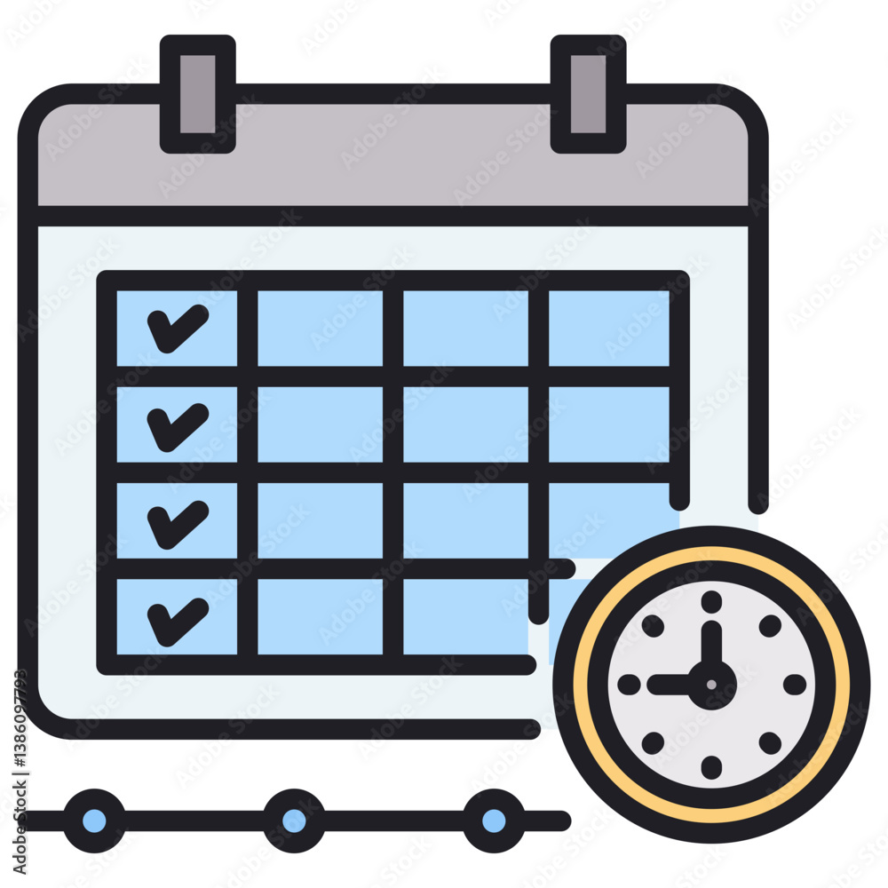 Poster schedule lineal color icon