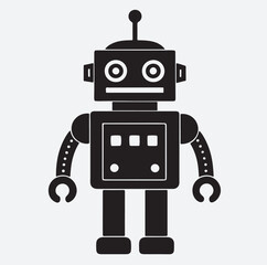 toy robot silhouette vector art illustration, robot vector illustration