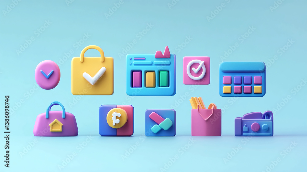 Poster colorful business icons set for web design and mobile app development tools and ui elements collecti