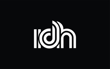 IDH Creative Unique Modern Letter Logo Design. Stylized logo featuring a unique letter design, presenting abstract minimalist aesthetics and modern appeal.