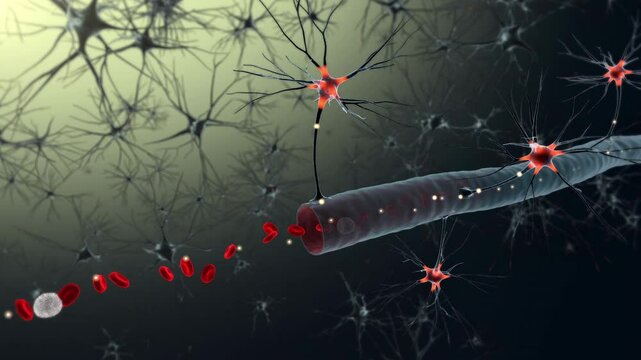 Medical Animation - Drug Crossing Blood Brain Barrier 4K Video