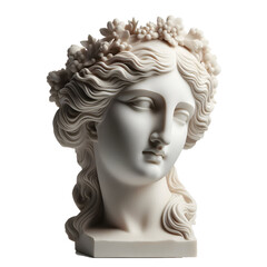 Gypsum copy of ancient statue Venus head  isolated on white background