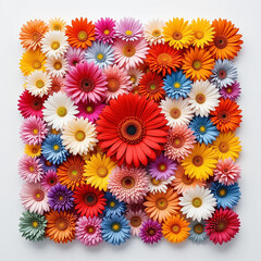 glowing vibrant colorful flowers, shimmering rainbow spectrum, gerbera daisies, soft lush petals, radiant blooming hues