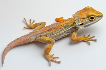 Fototapeta premium Bearded Dragon Lizard Walking on Plain Background in Studio Setting