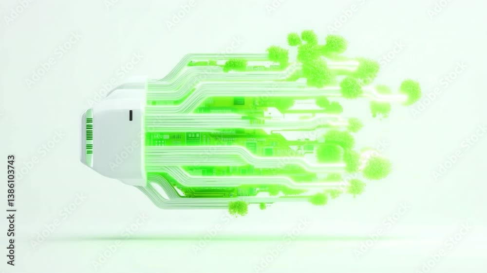Poster electric circuit innovation: a futuristic rendering shows a glowing electric car circuit, symbolizin
