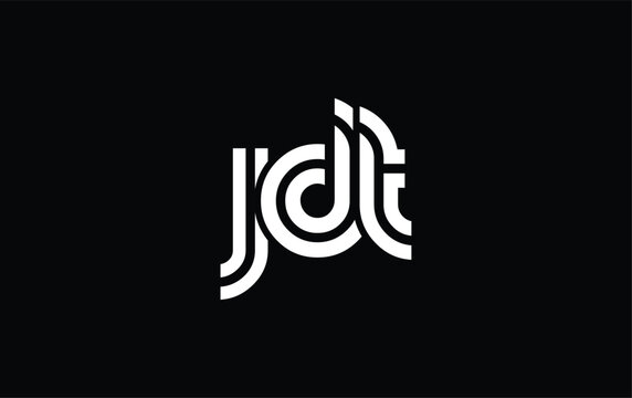 JDT Creative Unique Modern Letter Logo Design. Stylized logo featuring a unique letter design, presenting abstract minimalist aesthetics and modern appeal.