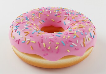 Donut pink frosting colorful sprinkles