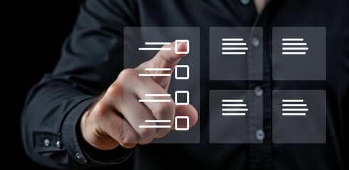 Finger Pointing to Select an Option on a Digital Checklist Interface