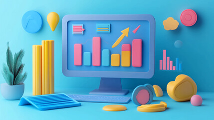 Obraz premium Data analysis visualization business intelligence growth chart statistics report illustration design render
