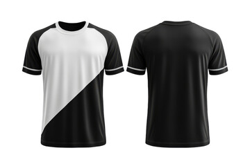 Naklejka premium Black and white sports jersey design template front and back view, isolated on transparent background