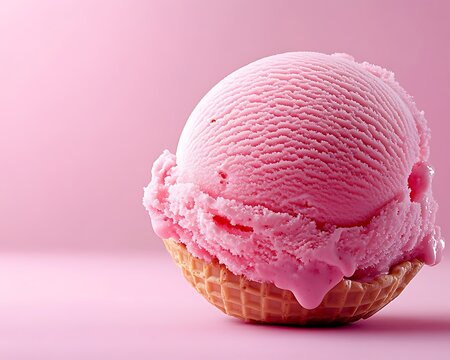 Pink Ice Cream Cone Close-up