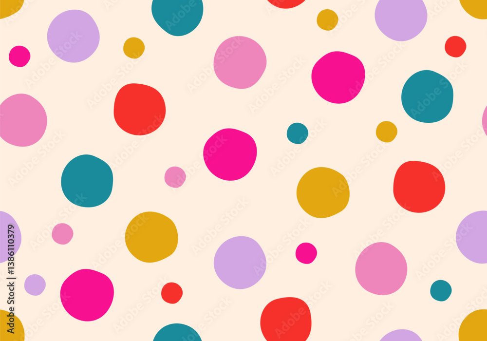 Wall mural colorful circle doodle seamless pattern. seamless hand drawn pattern with colorful dots. vector brus