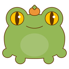 Green frog, kawaii cartoon character. Cute chubby frog. Cute cartoon kawaii pet baby animal character