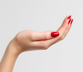 Female Hand with Manicure Holding Invisible Object &ndash; White Background
