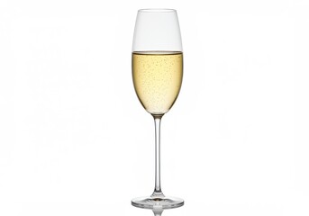 Elegant champagne flute sparkling golden isolated white background
