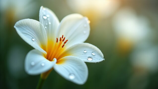 white flower with water drops