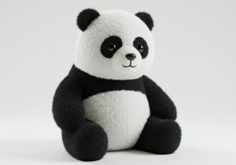 Cute plush panda toy soft isolated white background