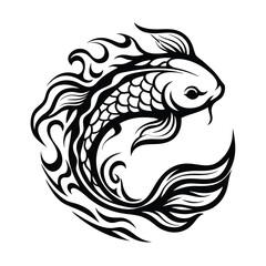 Obraz premium Ornate Koi Fish Swimming in Circle with Detailed Scales 