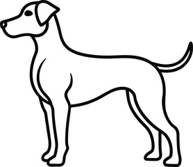 Cute cartoon vector illustration of a dog and other farm animals in black and white silhouette style