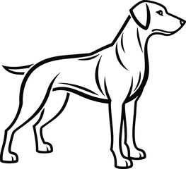 Cute cartoon vector illustration of a dog and other farm animals in black and white silhouette style