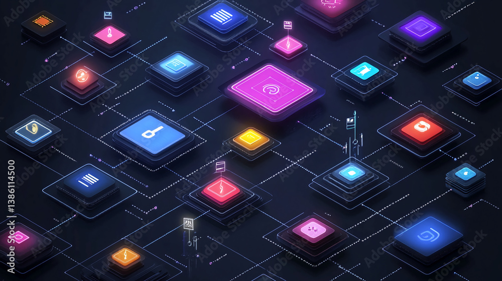 Poster abstract network connection background with glowing nodes and lines for technology concept design